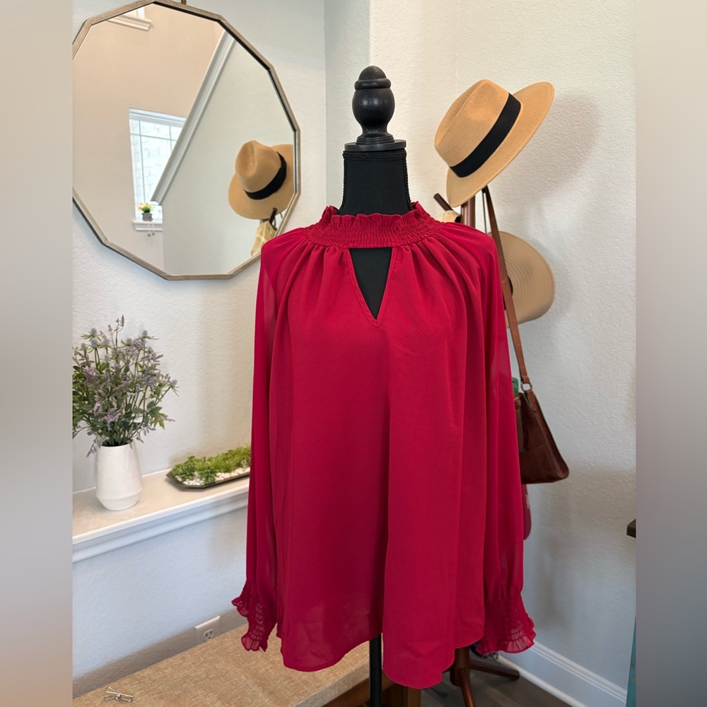 Red Keyhole, neck line blouse